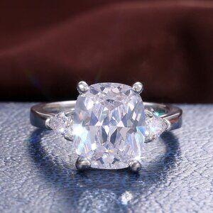 🎁 Dainty Radiant Cut Crystal Clear Rings for Women, PD440